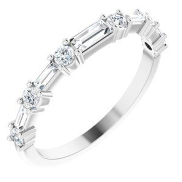 14K White 1/2 CTW Natural Diamond Matching Band